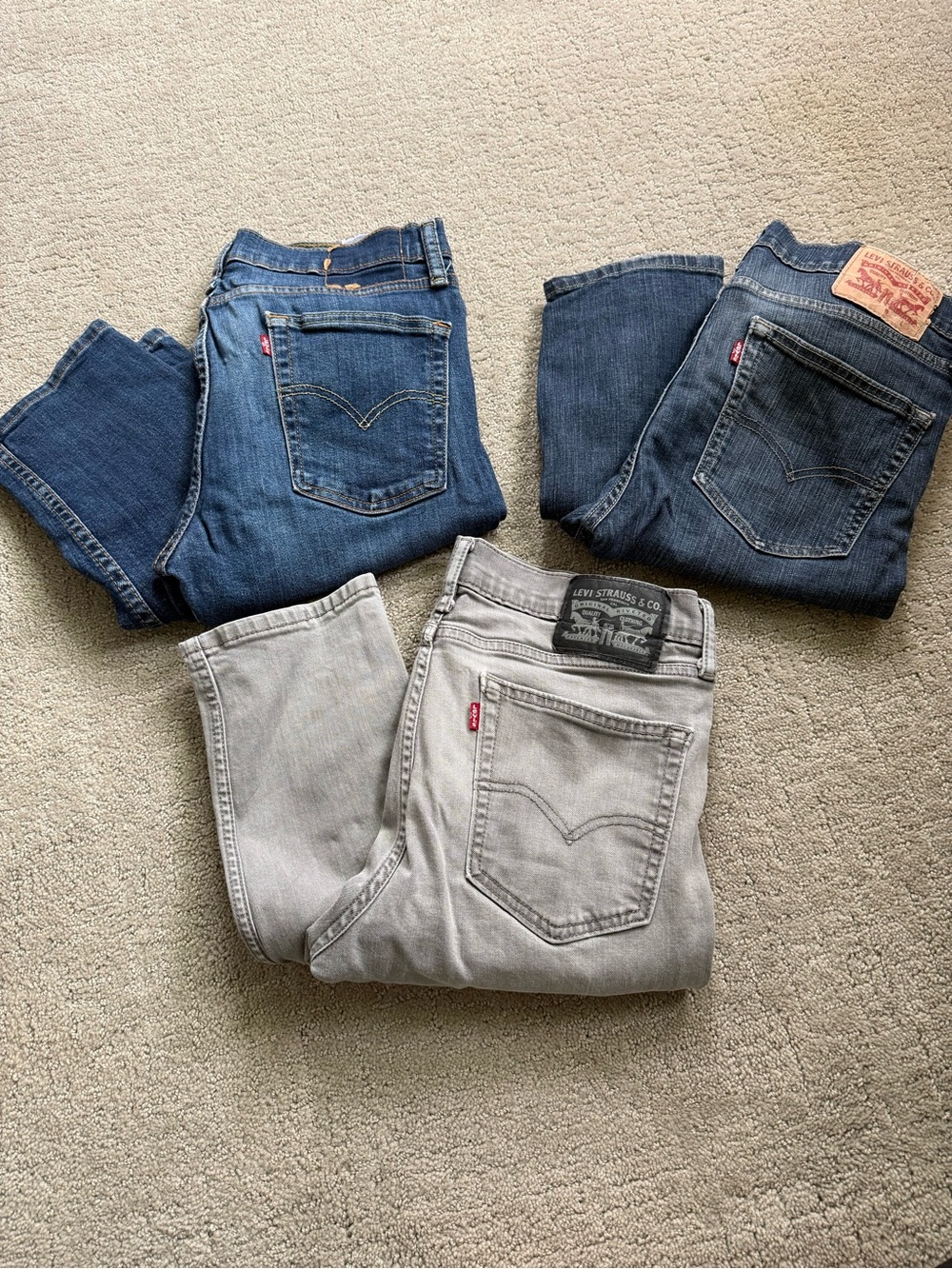 Lot of Levi’s  Men's Jeans - Blue and Light Gray